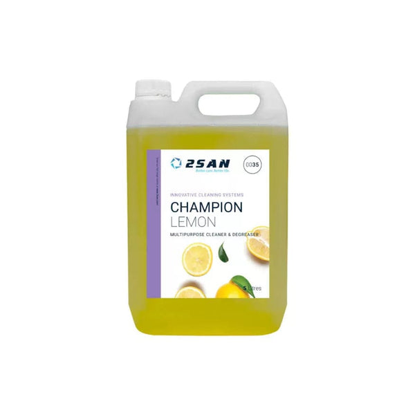 2San Cleaning Chemicals 2San Champion Lemon 5 Litres - Cuts Through Grease and Waxes - Box of 2 0035-BOX - Buy Direct from Spare and Square