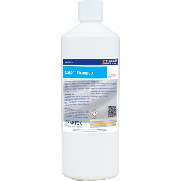 2San Cleaning Chemicals Craftex E-Line Low Foam Carpet Shampoo - 1 Litre - Lemon Fragrance 0112 - Buy Direct from Spare and Square