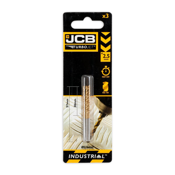 JCB Turbojet 7 Point HSS Drill 2.5x57mm (3 Pack)