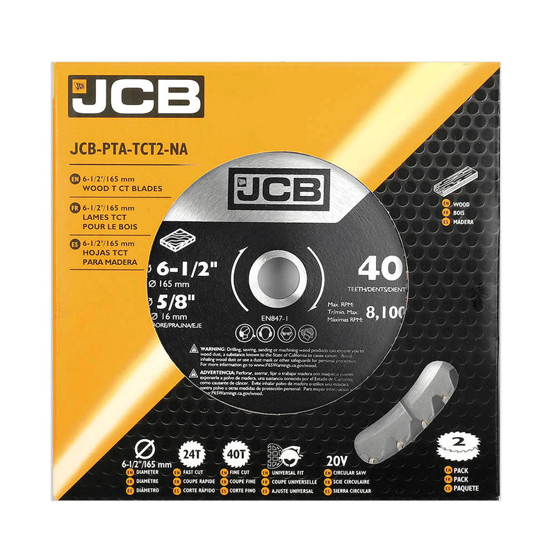 JCB 2pc TCT Wood Saw Blade Set 165mm