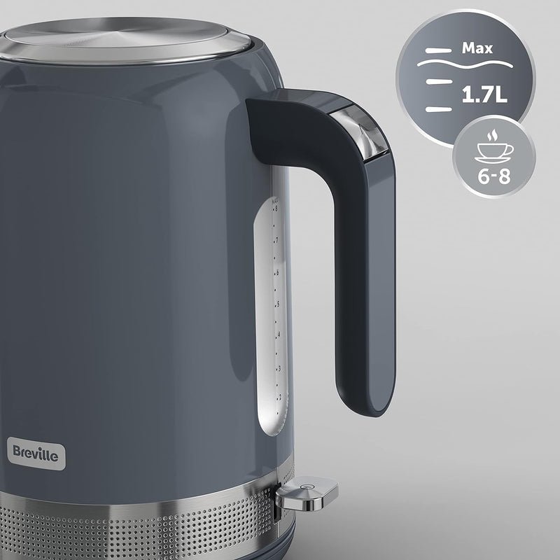 Breville Kettle Breville High Gloss Grey and Stainless Steel 1.7 Litre Kettle - Buy Direct from Spare and Square