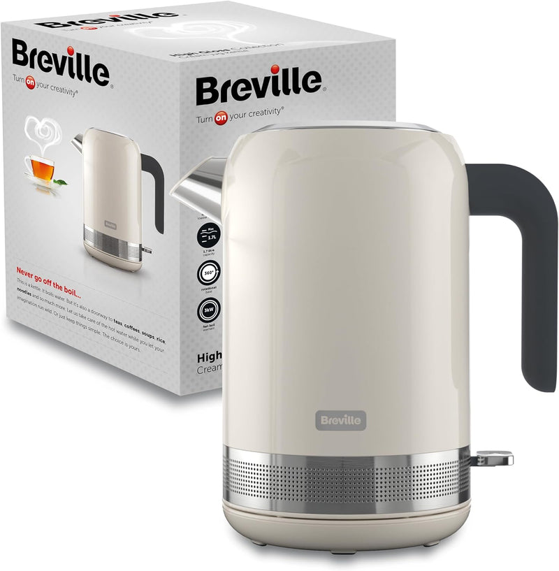 Breville Kettle Breville High Gloss White and Stainless Steel 1.7 Litre Kettle 5060569671603 VKT153 - Buy Direct from Spare and Square