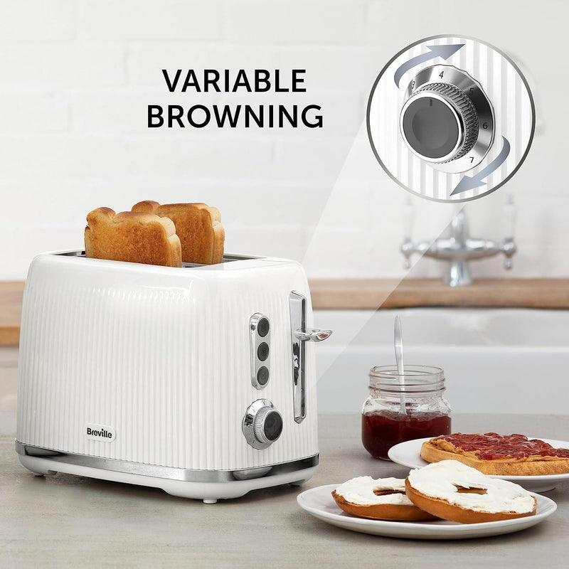 Breville Toaster Breville White and Chrome Bold 2 Slice Toaster 5060853630507 VTR037 - Buy Direct from Spare and Square