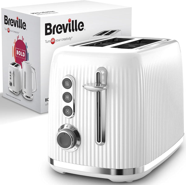 Breville Toaster Breville White and Chrome Bold 2 Slice Toaster 5060853630507 VTR037 - Buy Direct from Spare and Square