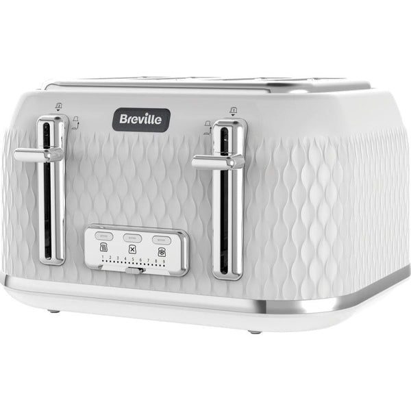 Breville Toasters Breville VTT911 Curve 4 Slice Toaster - White and Chrome 5011773062497 VTT911 - Buy Direct from Spare and Square