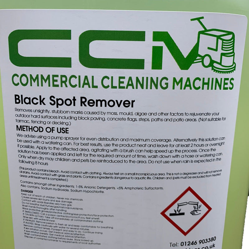 Commercial Cleaning Machines Cleaning Chemicals CCM Black Spot Remover - 5 Litres - Patio and Driveway Stubborn Mark Remover 722777681144 16094/5 - Buy Direct from Spare and Square