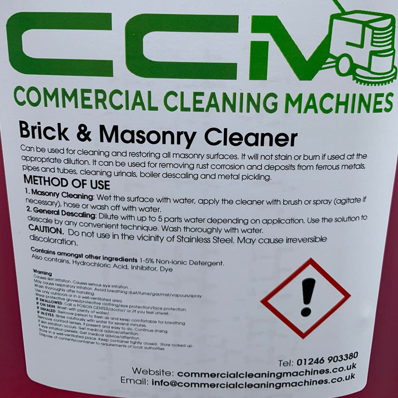 Commercial Cleaning Machines Cleaning Chemicals CCM Brick and Masonry Cleaner - 5 Litres - Clean and Restore Masonry Surfaces 722777681151 C306/5 - Buy Direct from Spare and Square