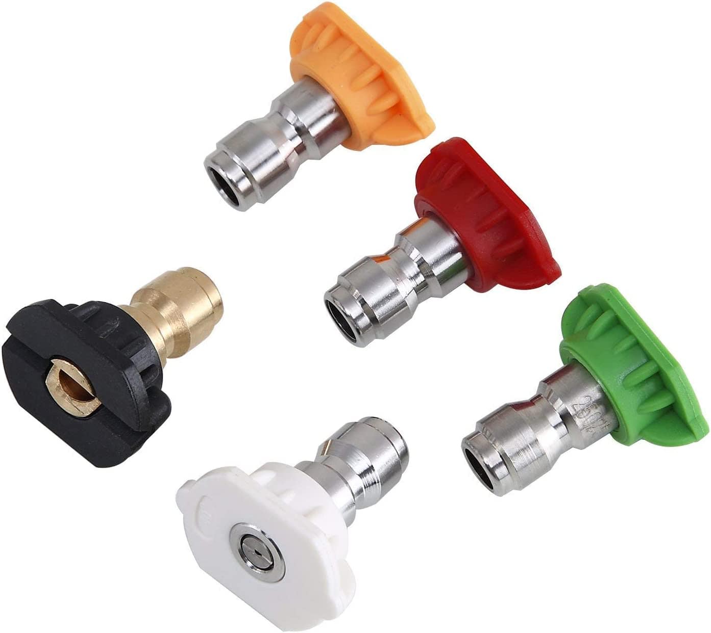 Pressure Washer QR Spray Nozzle Tip Set 1/4 Quick Release - Pack of 5