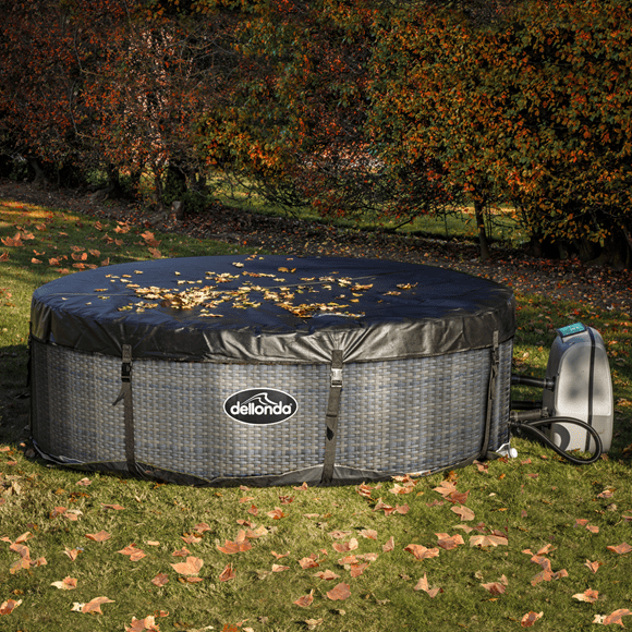 Dellonda Hot Tub Dellonda 2 to 4 Person Inflatable Hot Tub With Smart Pump - Rattan Effect DL90 - Buy Direct from Spare and Square