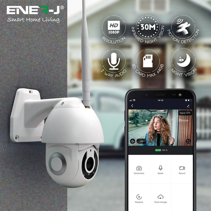 Ener-J Smart Home Smart Wifi IP Outdoor Dome Camera IP65 - 1080P HD - 5 x Zoom - Night Vision 7061256245877 SHA5295 - Buy Direct from Spare and Square