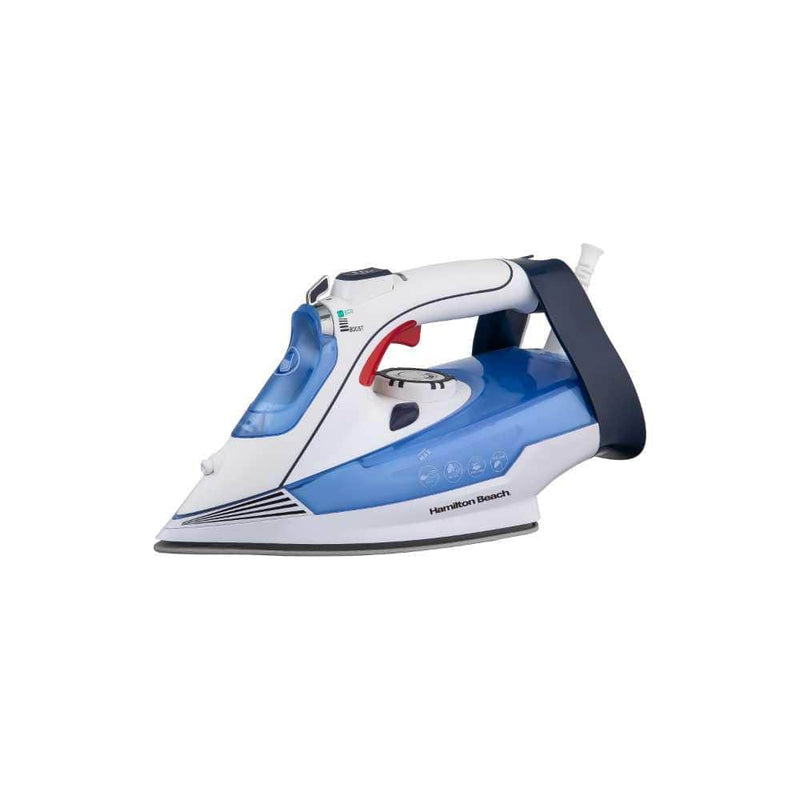 Hamilton Beach Irons and Garment Steamers Hamilton Beach Pro SteamMax 3000W White & Blue Steam Iron 5060916370340 HB608WB - Buy Direct from Spare and Square