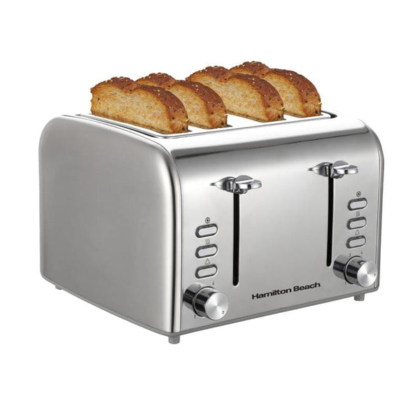 Hamilton Beach Toasters Hamilton Beach Rise 4 Slice Toaster Brushed & Polished Stainless Steel 5060916370302 HB5729 - Buy Direct from Spare and Square