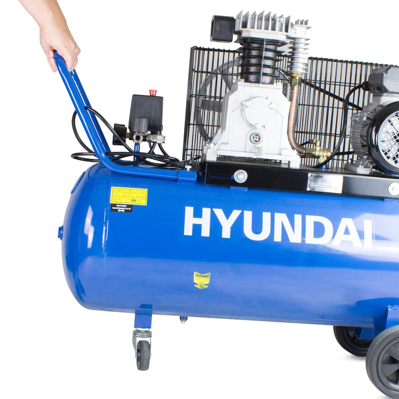 Hyundai Air Compressor Hyundai 100 litre, 145psi, Belt Drive, Twin Cylinder 3HP Air Compressor - HY3100P 5056275755478 HY3100P - Buy Direct from Spare and Square