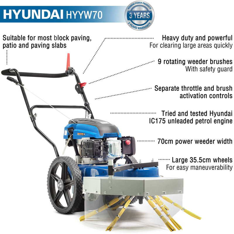 Hyundai Garden Strimmer Hyundai 173cc Petrol Powered Weeder On Wheels - HYYW70 5056275759254 HYYW70 - Buy Direct from Spare and Square