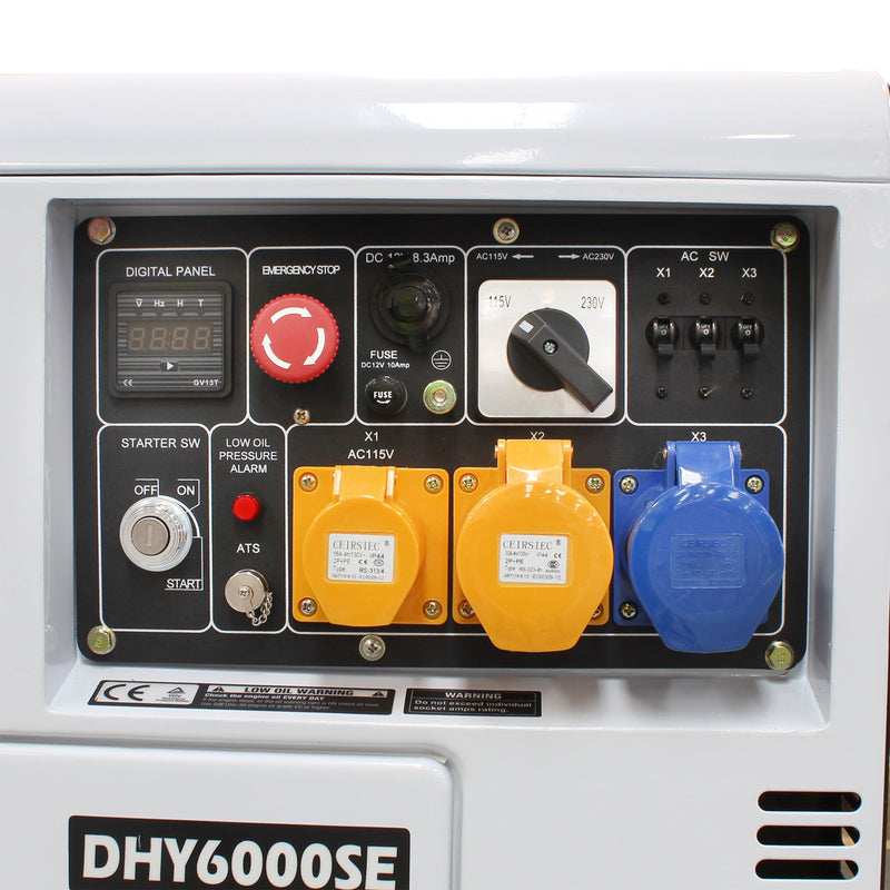 Hyundai Generator Hyundai 5.2kW/6.5kVA Silenced Standby Single Phase Diesel Generator - DHY6000SE 6040001600025 DHY6000SE - Buy Direct from Spare and Square