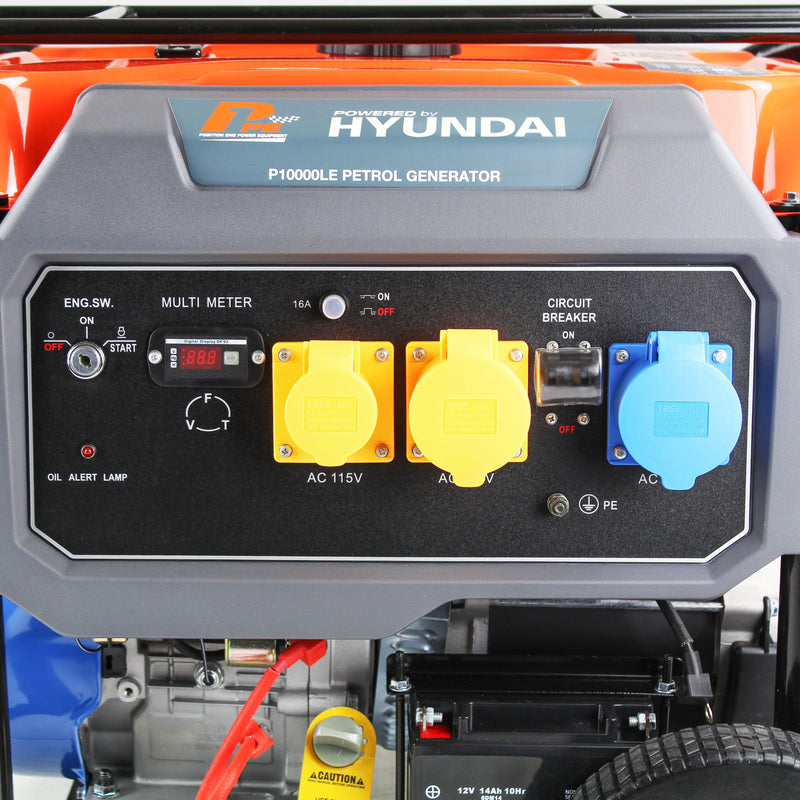 Hyundai Generator P1 7.9KW / 9.8KVA Petrol Site Generator - Recoil and Electric Start - P10000LE 600231974257 P10000LE - Buy Direct from Spare and Square