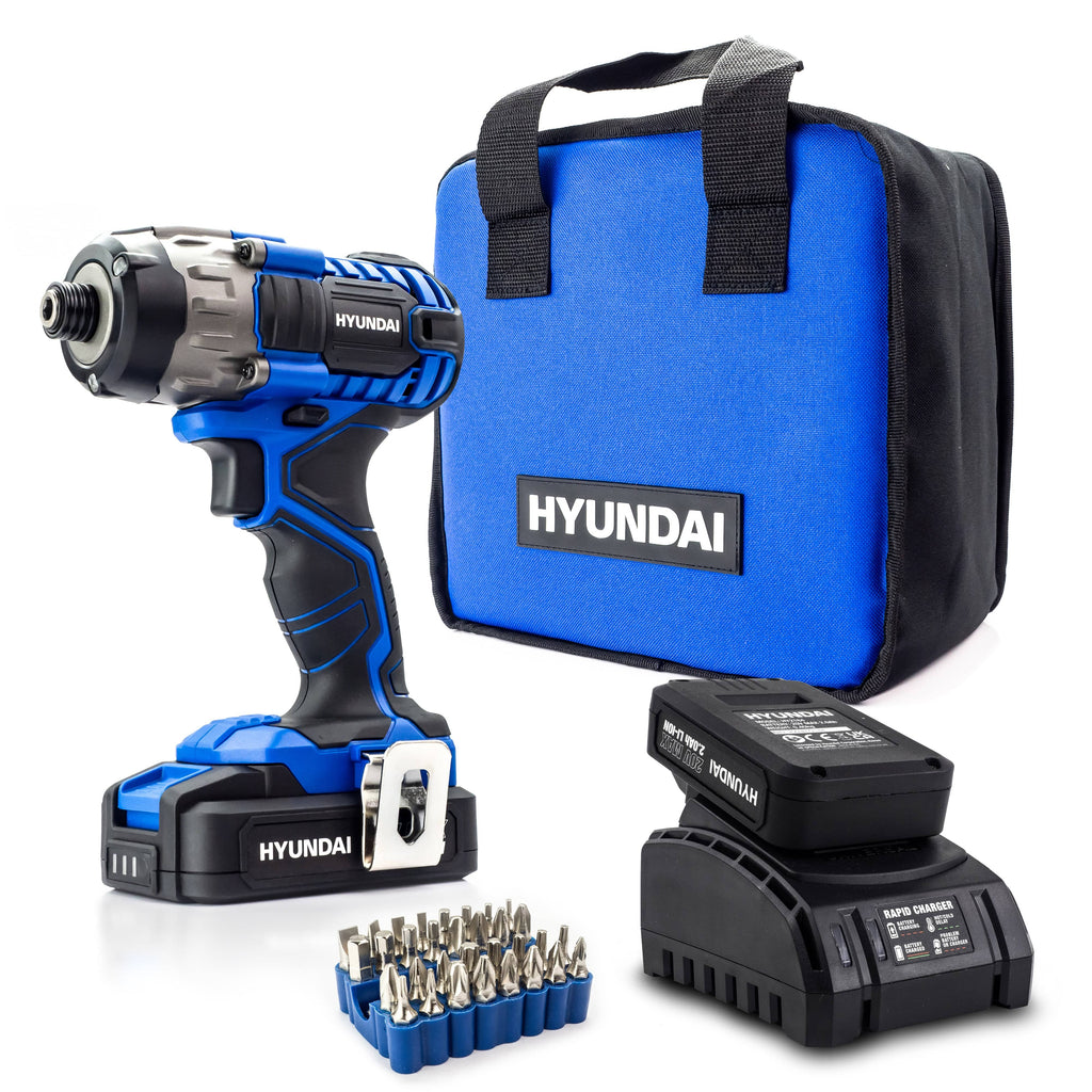 Hyundai Cordless 180Nm Impact Driver - 20v Max Range - Includes 32 Pie