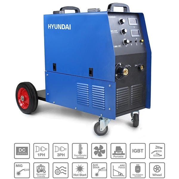 Hyundai Inverters Hyundai 200A MIG Welder - Single Phase Pro Series - HYMIG-200I HYMIG200I - Buy Direct from Spare and Square