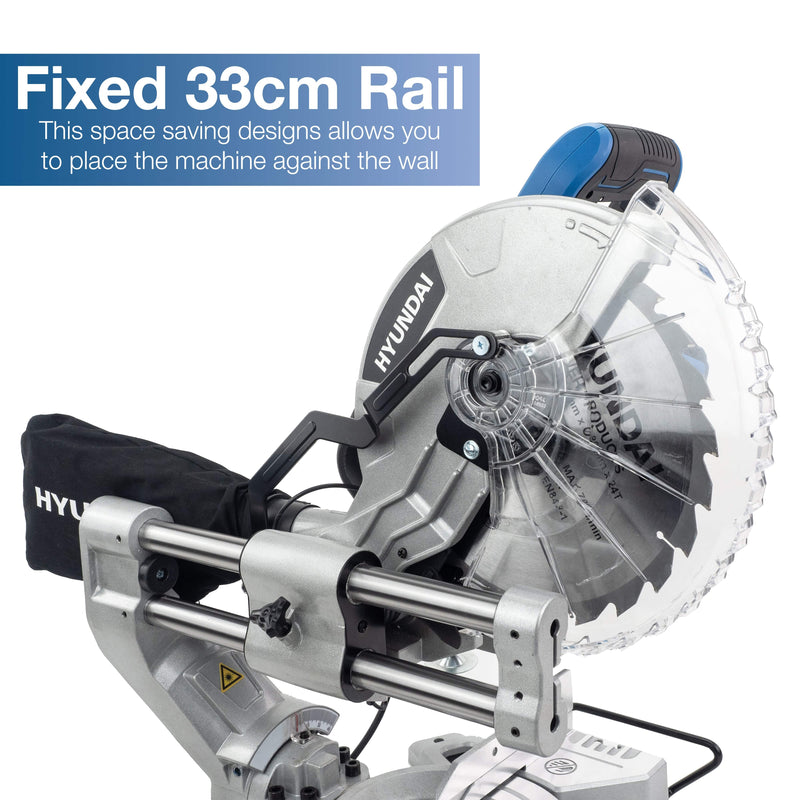 Hyundai Mitre Saw Hyundai 2000W Electric Mitre Saw / Chop Saw with 255mm Blade, 230V - HYMS2000E 5059608180800 HYMS2000E - Buy Direct from Spare and Square