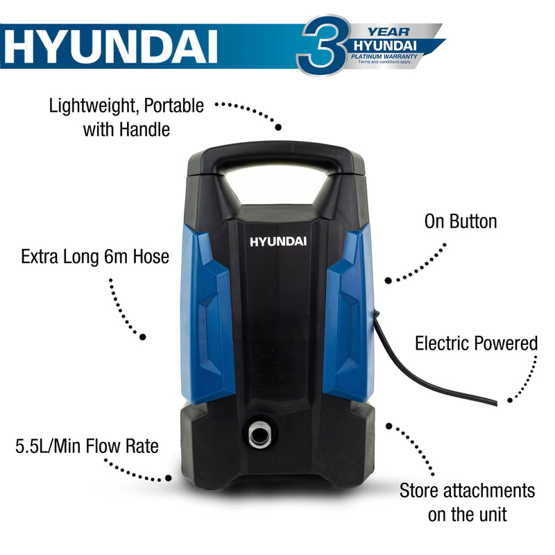 Hyundai Pressure Washer Hyundai 1700W 1740psi / 120bar Electric Pressure Washer - HYW1700E 5056275799892 HYW1700E - Buy Direct from Spare and Square