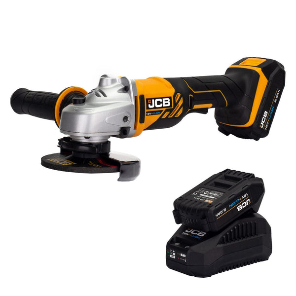 JCB Angle Grinder JCB 18v Cordless Angle Grinder With 2 x 2Ah Batteries and Charger JCB-18AG-2-V2 - Buy Direct from Spare and Square