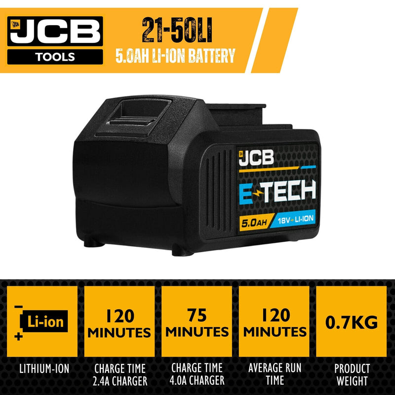 JCB Battery JCB 18v Lithium-Ion Battery - 5.0Ah Power Tool Battery 21-50LI - Buy Direct from Spare and Square