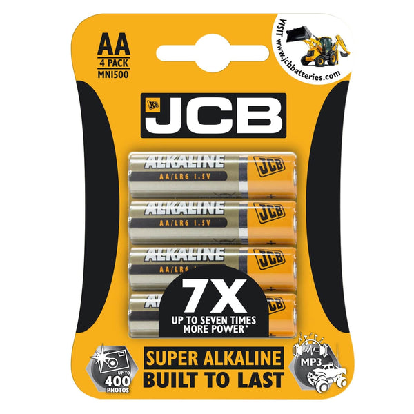 JCB Battery JCB AA Super Alkaline Batteries - Pack of 4 AA Batteries 5050028025610 JCBS5332 - Buy Direct from Spare and Square