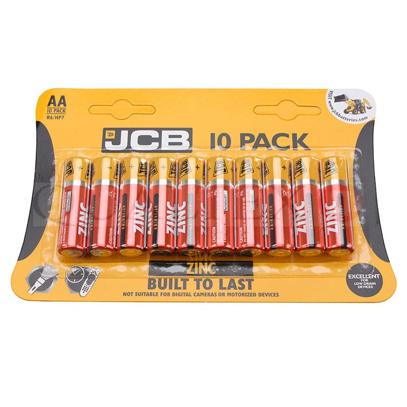 JCB Battery JCB AA Zinc Chloride Batteries - Pack of 10 AA Batteries 5050028028864 JCBS5489 - Buy Direct from Spare and Square