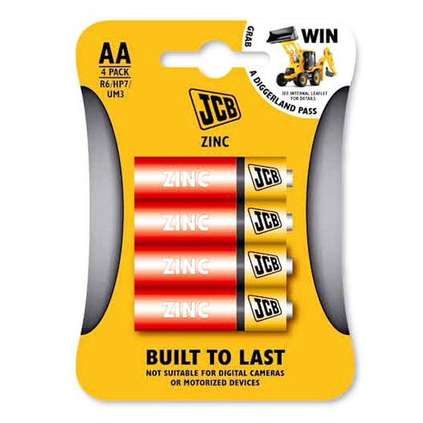JCB Battery JCB AA Zinc Chloride Batteries - Pack of 4 AA Batteries 5050028025405 JEGJX800 - Buy Direct from Spare and Square