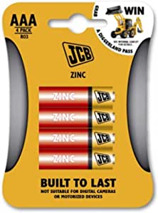 JCB Battery JCB AAA Zinc Chloride Batteries - Pack of 4 AAA Batteries 5050028025467 JEGJX801 - Buy Direct from Spare and Square