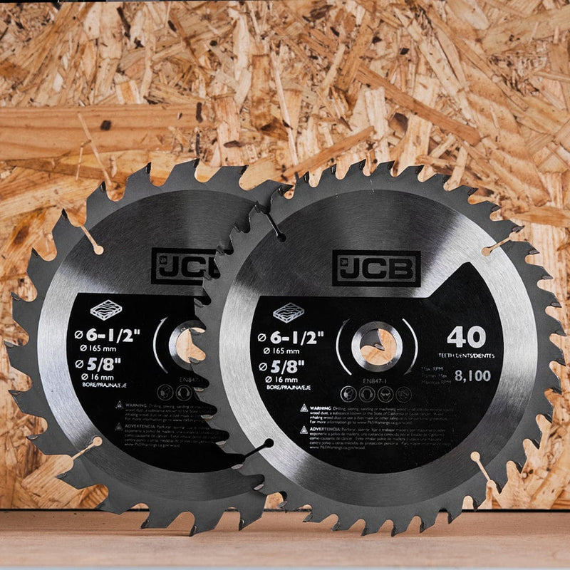 JCB Blades JCB 2 Piece 165mm /  6.5" TCT Circular Saw Blade Set JCB-TCT-2PC - Buy Direct from Spare and Square