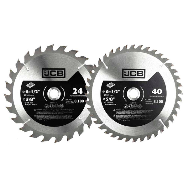JCB Blades JCB 2 Piece 165mm /  6.5" TCT Circular Saw Blade Set JCB-TCT-2PC - Buy Direct from Spare and Square