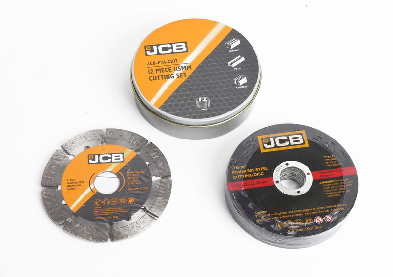 JCB Cutters JCB 12 Piece 115mm 4 1/2" Cutting for Metal,Stone and Steel Discs JCB-PTA-CD12 - Buy Direct from Spare and Square