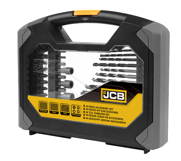 JCB Drill Bits JCB 40 Piece Combination Drill Bits and Accessory Set JCB-PTA-40 - Buy Direct from Spare and Square