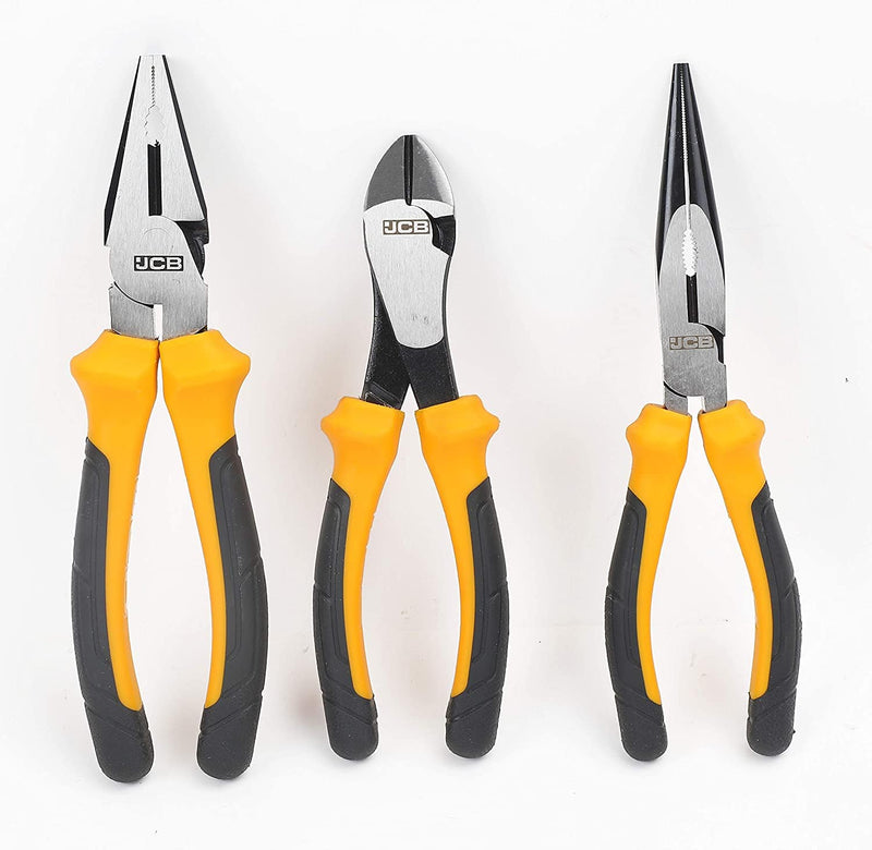 JCB Drill Bits JCB Tools 3 Piece Plier Set, Heavy-Duty Steel Hand Tools JCB-3PC-P - Buy Direct from Spare and Square