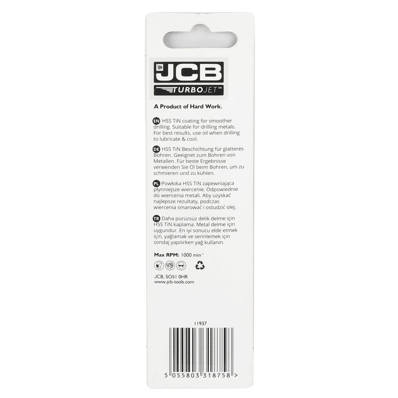 JCB Drill Bits JCB TurboJet 7 Point HSS Drill Bit 6.5 x 101 mm 5055803318758 - Buy Direct from Spare and Square