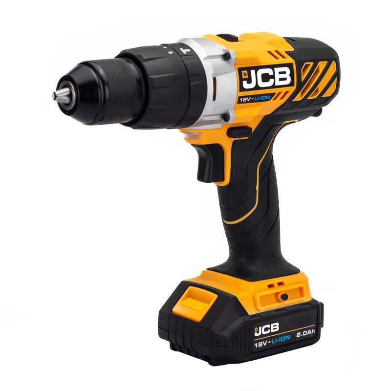 JCB Drills JCB 18V 45Nm Brushless, Variable Speed Combi Drill with 2.0Ah Li-ion Battery and 2.4A Charger 21-18CD-2XB - Buy Direct from Spare and Square
