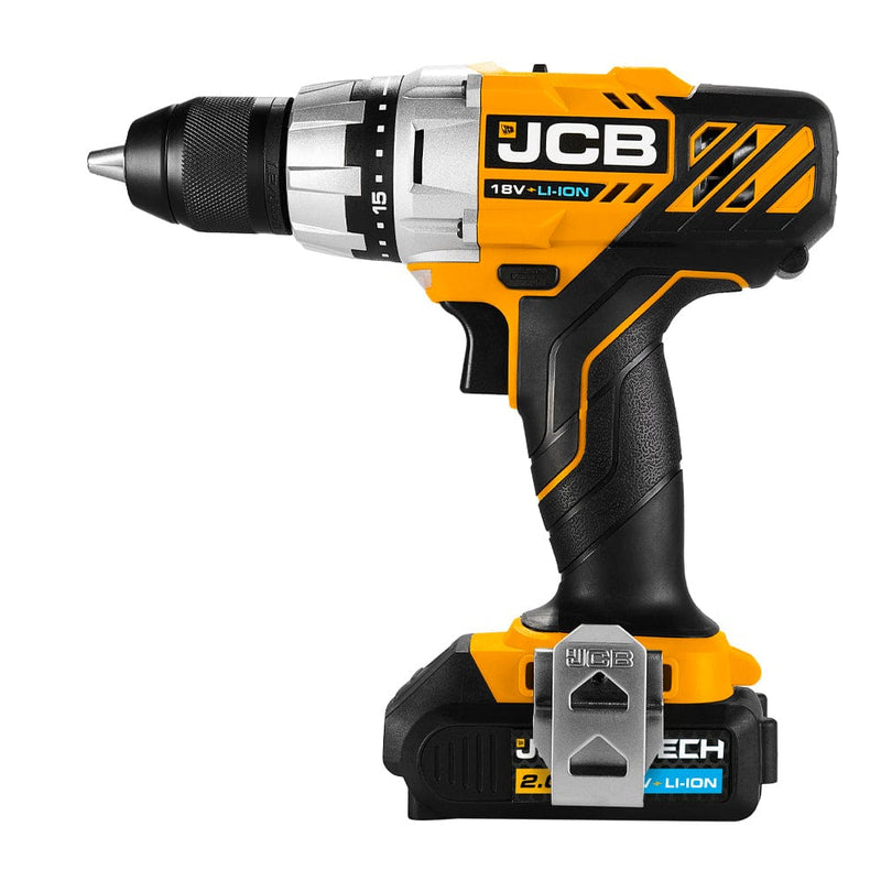 JCB Drills JCB 18V Cordless Drill Driver 4.0Ah Li-Ion Battery, 2.4A Charger, 13mm 1/2" Keyless Chuck JCB-18DD-4XB - Buy Direct from Spare and Square