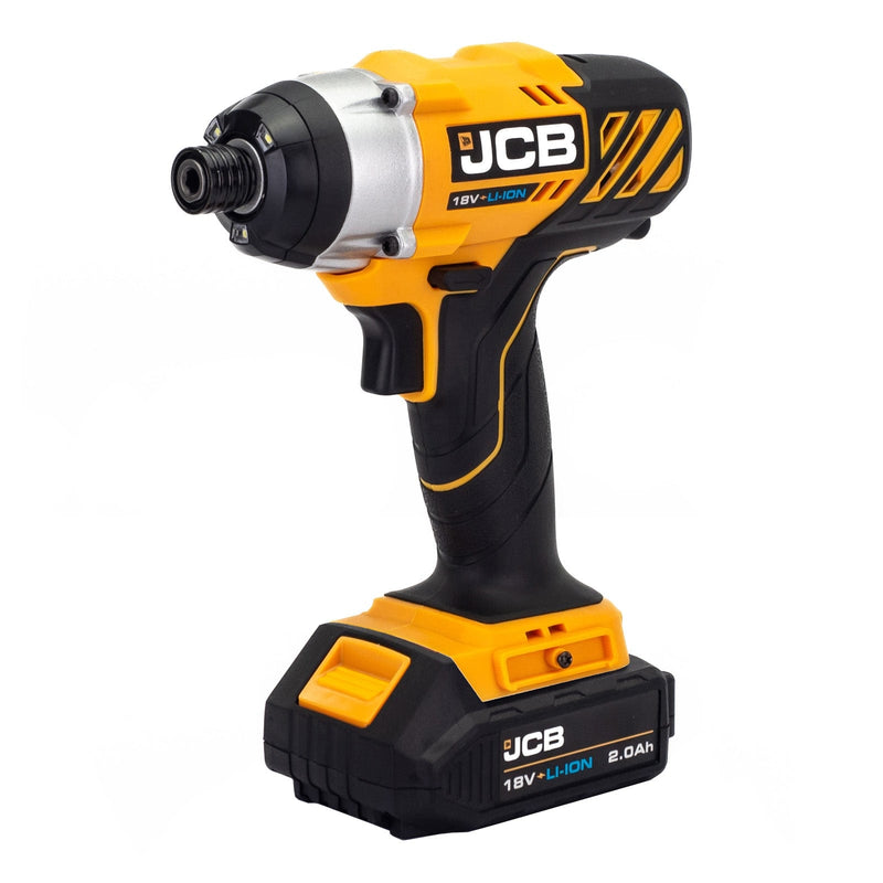 JCB Drills JCB 18V Impact Driver, 150Nm, 2.0Ah Li-Iion Battery and 2.4A Charger, 1/4" Hex Chuck 21-18ID-2XB - Buy Direct from Spare and Square