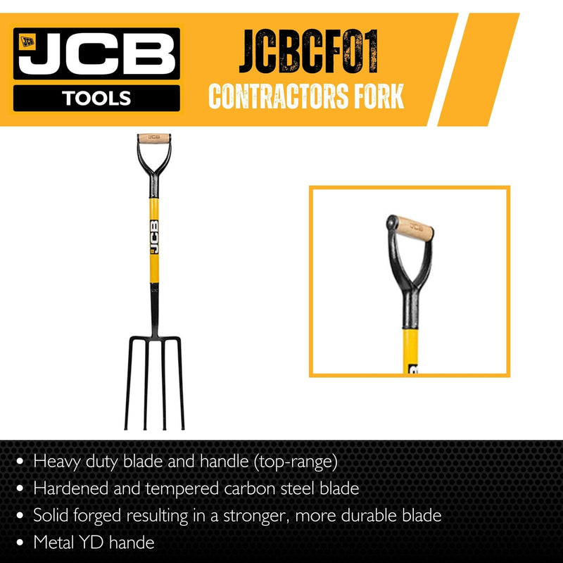 JCB Forks JCB Professional Solid Forged Contractor Fork, Heavy-Duty Steel 190 x 280mm Blade JCBCF01 - Buy Direct from Spare and Square