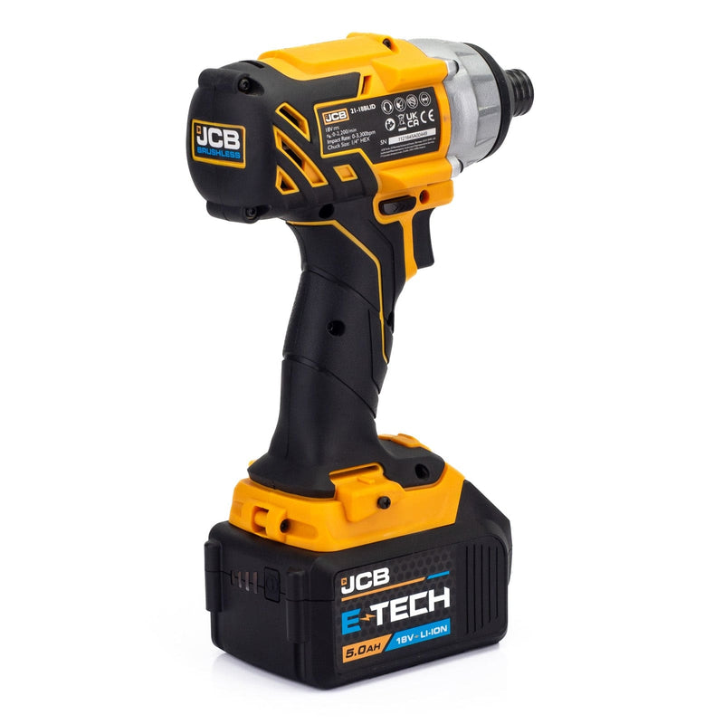 JCB Impact Driver JCB 18v Brushless Impact Driver With 5Ah Battery and Case - Buy Direct from Spare and Square