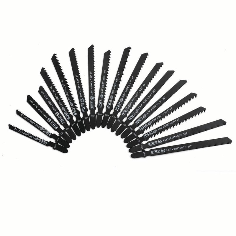 JCB Jigsaw Blades JCB 18 Piece Jigsaw Blade Kit, Universal T-Shank Fit JCB-PTA-JS18 - Buy Direct from Spare and Square