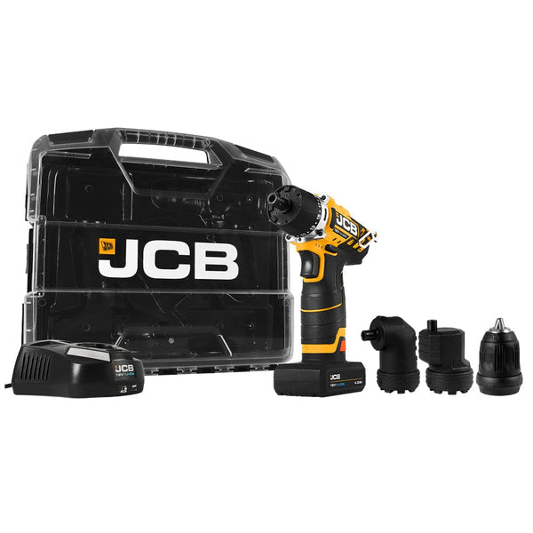 JCB Kits JCB 12V Cordless 4-in-1 Drill Driver 2x  2.0AH Li-ion Batteries in W-Boxx 102 Power Tool Case 21-12TPK2-WB-2 - Buy Direct from Spare and Square