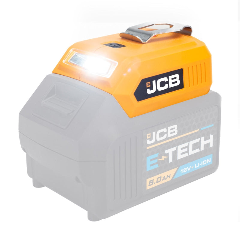 JCB Lights JCB 18V Cordless 60lm LED Light  with 2x USB Charge Portal Power Adaptor 21-18USB - Buy Direct from Spare and Square