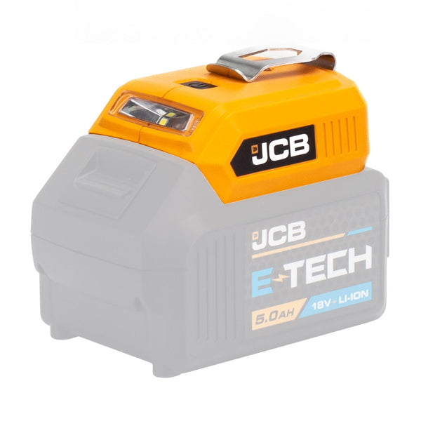 JCB Lights JCB 18V Cordless 60lm LED Light  with 2x USB Charge Portal Power Adaptor 21-18USB - Buy Direct from Spare and Square