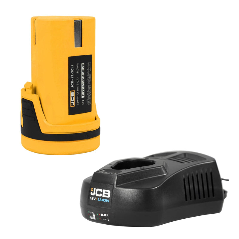 JCB Power Tool Accessories JCB 12v 2.0Ah Lithium-ion Battery & Charger 21-12BTFC - Buy Direct from Spare and Square