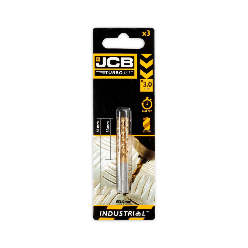 JCB Power Tool Accessories JCB Turbojet 7 Point HSS Drill 3x61mm (3 Pack) 5055803318680 - Buy Direct from Spare and Square