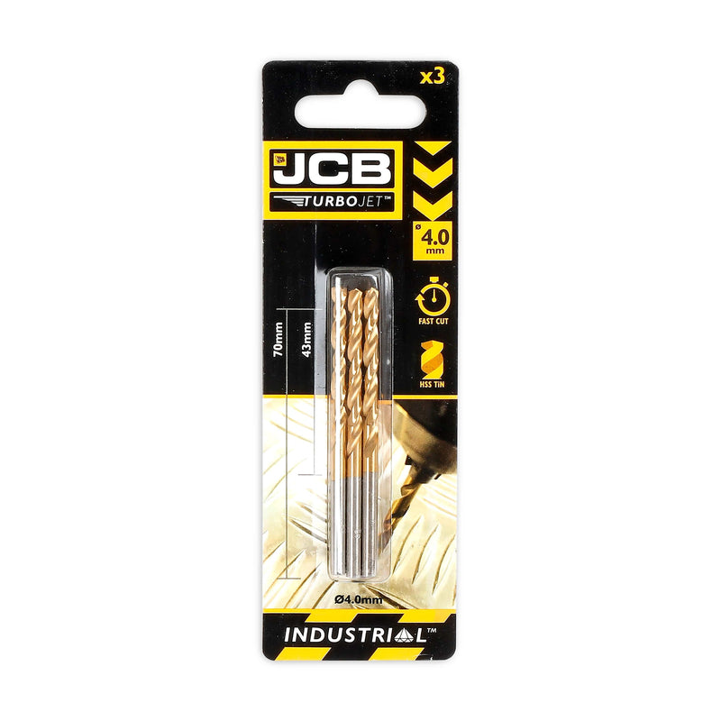 JCB Power Tool Accessories JCB Turbojet 7 Point HSS Drill 4x70mm (3 Pack) 5055803318703 - Buy Direct from Spare and Square