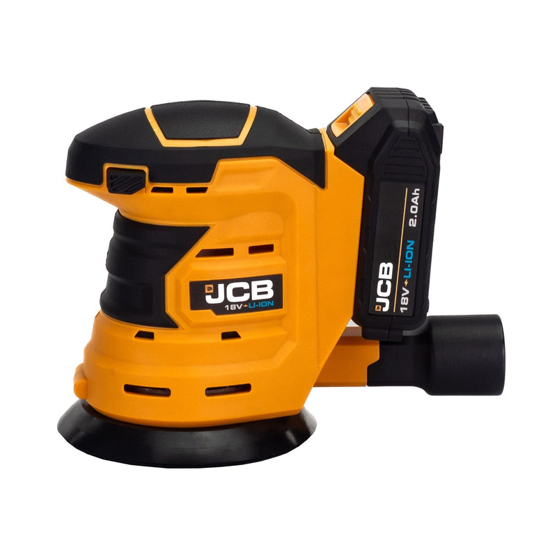 JCB Sanders JCB 18v Cordless Random Orbital Sander - 125mm With 2Ah Battery 21-18OS-2X - Buy Direct from Spare and Square