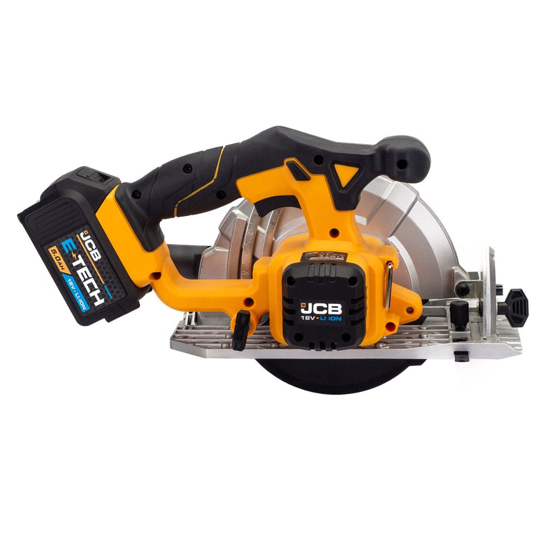 JCB Saws JCB 18V Cordless Circular Saw, 165mm / 6.5'', 5Ah Li-Ion Battery and 2.4A Charger 21-18CS-5X - Buy Direct from Spare and Square